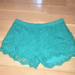 blue crochet shorts